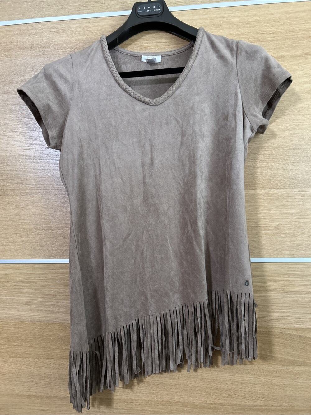 Wrangler Faux Suede Top Fringed Asymmetric Hem - Women’s Sz M - Western Style